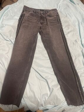 Zara Straight-Leg Jeans with Side Sparkle Stripe — Charcoal